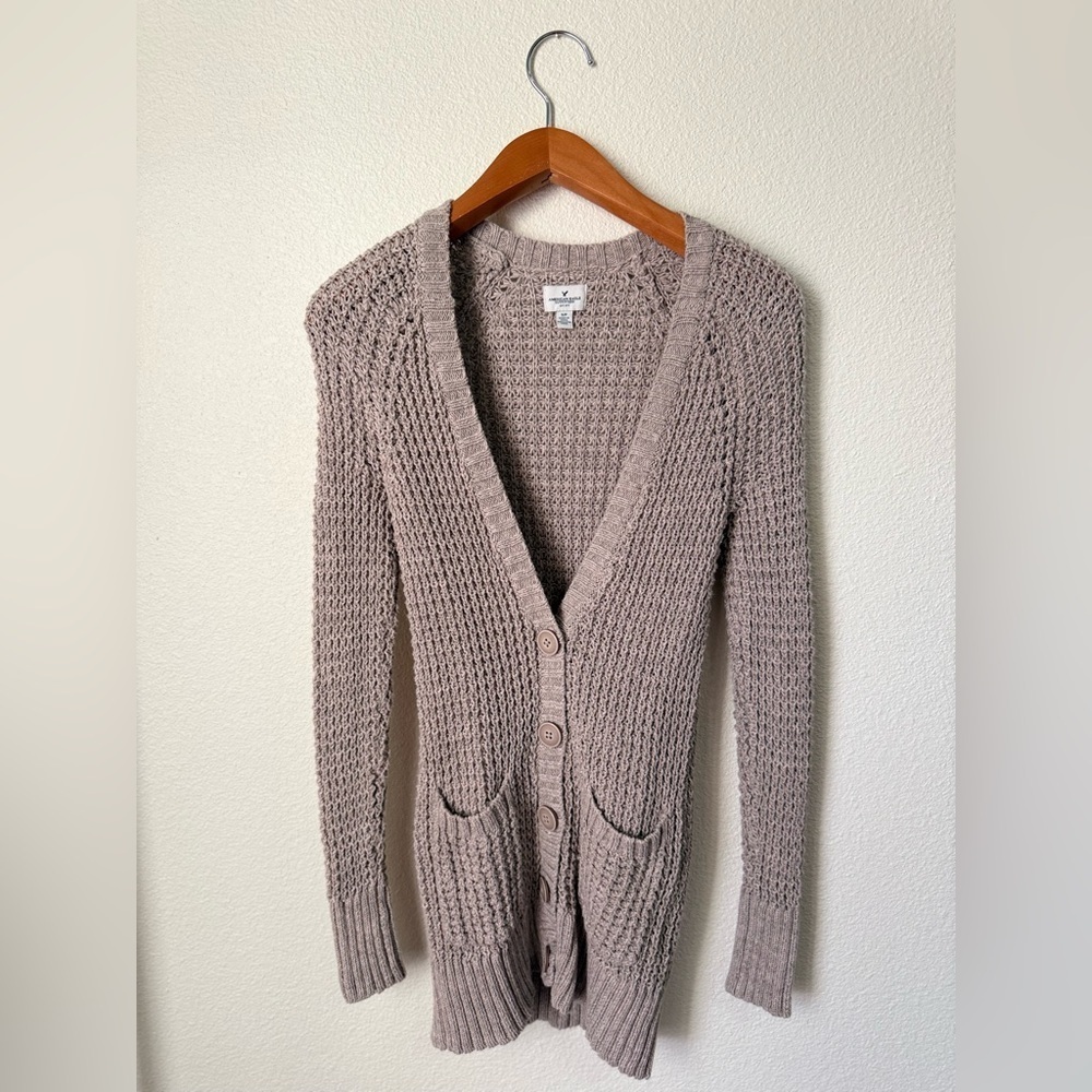 Vintage American Eagle Brown Knit Button Up Cardigan Women’s Size Small